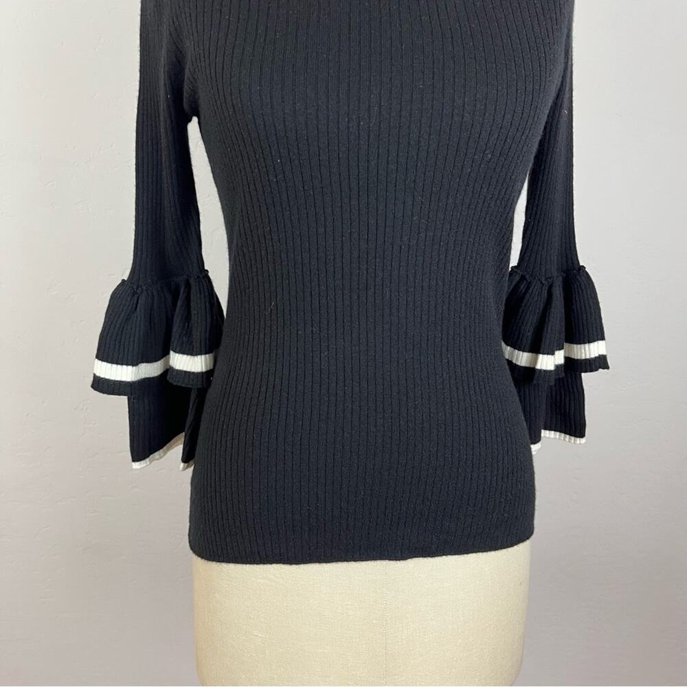FRAME Ruffle-Cuff Rib-Knit Wool Sweater - Picture 5 of 8